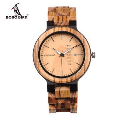 

BOBOBIRD Q26-1 Men Quartz Watch Wooden Band Fashion Multifunction Wristwatch Calendar Date Week Display Watches