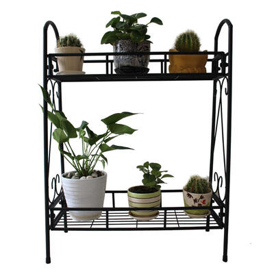 

Two Tier Metal Plant Stand Garden Planter Holder Flower Pot Shelf Rack Display