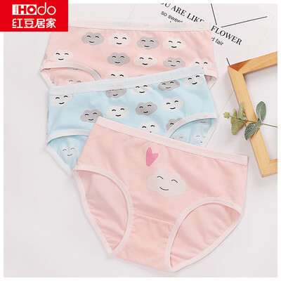 

Red bean home 2019 new boys&girls big childrens underwear childrens underwear gift box cotton ammonia A baby underwear girls smile face printing 16585