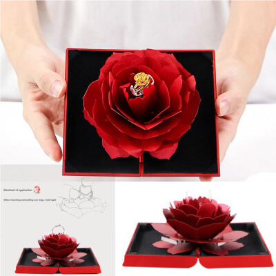 

Toponeto 3D Pop Up Rose Ring Box Wedding Engagement Jewelry Storage Holder Case Bump