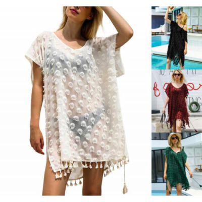 

Women Bikini Cover Up Hallow Crochet Beach wear Dress Summer Bathing Suit Blouse