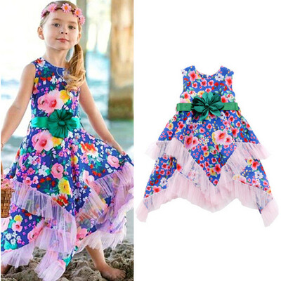

Toddler Kids Baby Girls Flower Irregular Princess Party Tulle Dress Clothes