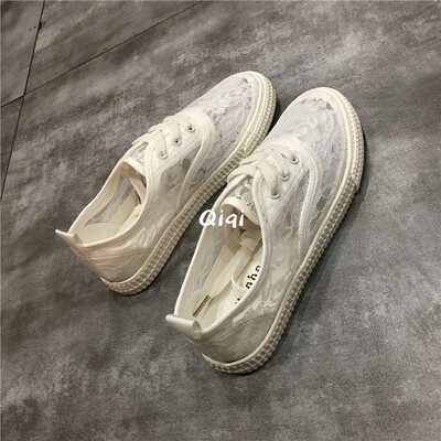 

Fairy shoes 2019 summer mesh breathable hollow canvas shoes women wear Korean board shoes