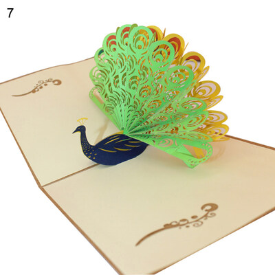 

3D Pop Up Greeting Card Hollow Peacock Design Birthday Anniversary Easter Card