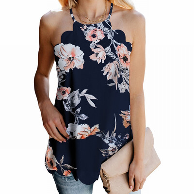 

Printed vest womens T-shirt sleeveless slinky
