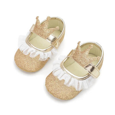 

Infant Baby Girls Shoes Soft Sole Non-Slip Crown Princess Shoes First Walkers