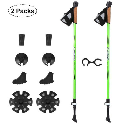

2 Pack Adjustable Trekking Poles Telescopic Aluminum Hiking Pole Walking Sticks Tungsten Tips Absorbent Grips