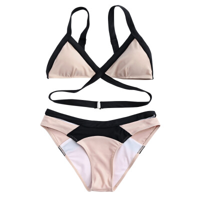 

Bandage Color Block Bikini Set