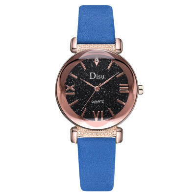 

DISU Luxury Womens Watches Starry Sky Dial Ladies Quartz Wristwatch Leather Strap Fashion Dress Gift Clock Reloj De Mujer