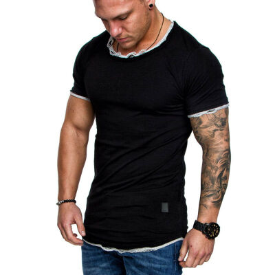 

Mens T Shirt Slim Fit Casual T-shirt Tops Summer Clothes Bodybuilding Muscle Tee