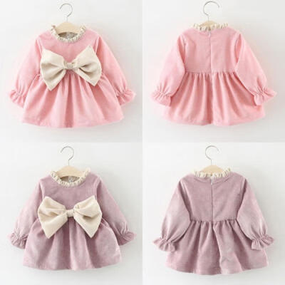 

Newborn Infant Kids Baby Girl Cotton Bowknot Princess Party Dress Winter Clothes