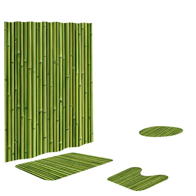 

Toponeto 4PCS Non Slip Toilet Polyester Cover Mat Set Bathroom Shower Curtain