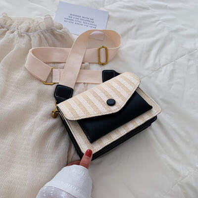 

Ins super fire woven small bag female 2019 new wave Korean version of the wild single shoulder slung fashion broadband small square bag