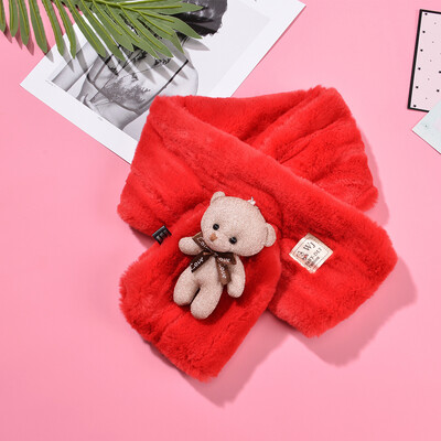

Winter Korean version of the new golden bear thickening tide imitation rabbit hair boys&girls scarf baby winter warm scarf