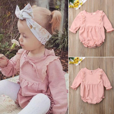 

US Newborn Kid Baby Girl Clothes Long Sleeve Lace Romper Jumpsuit Overall Outfit