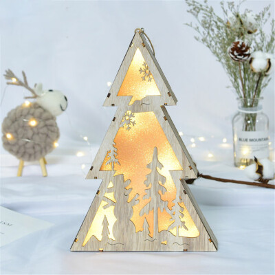 

Toponeto LED Light Wood House Cute Christmas Tree Ornaments Window Holiday Decoration