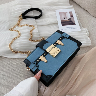 

Ins leisure bag retro frosted chain womens bag new 2019 fashion fresh shoulder slung small square bag