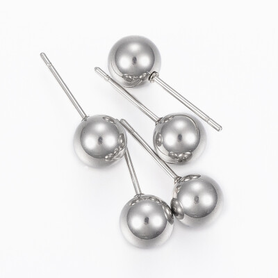 

304 Stainless Steel Stud Earrings Ball Stud Earrings Stainless Steel Color 19mm Pin 08mm