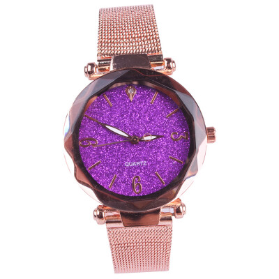 

Womens quartz watch simple diamond mesh with starry watch vibrato