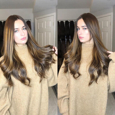 

〖Follure〗Natural Mix Colors Brown Gradient Long Curly Hair Synthetic Wig Women Full Wigs