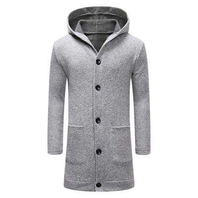 

Hooded Collar Button Long Cardigan Sweatshirt for Men