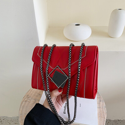 

Lingge chain bag net red ins small fresh womens bag new 2019 fashion small square bag shoulder Messenger bag