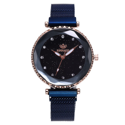 

RM Fashion Magnetic buckle Dazzling women Mesh Belt Watch ladies Quartz Analog