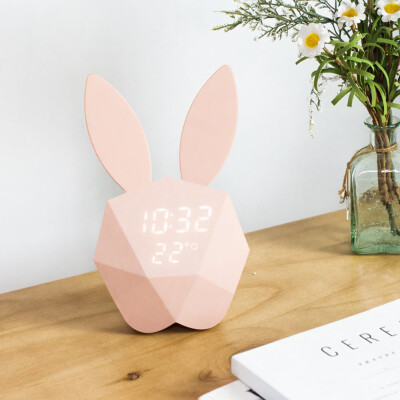 

Gobestart Rabbit Model Alarm Clock Intelligent Voice Control USB Charging Small Light BU