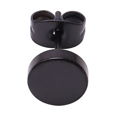 

2Pcs Stainless Steel Mens Womens Black Circle Fake Plugs Stud Earrings
