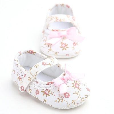 

Newborn Baby Girls Princess Shoes Mary Jane Ballet Dress First Walkers Crib Babe Floral Soft Soled Anti-Slip Shoes