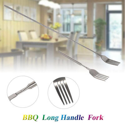 

BBQ Telescopic Extendable Dinner Fruit Dessert Long Handle Fork Stainless Steel CutleryLong Handle ForkTelescopic Fork