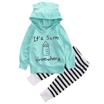 

Newborn Baby Kids Boy Girl Long Sleeve Hooded Tops T-shirtPants Outfit Set