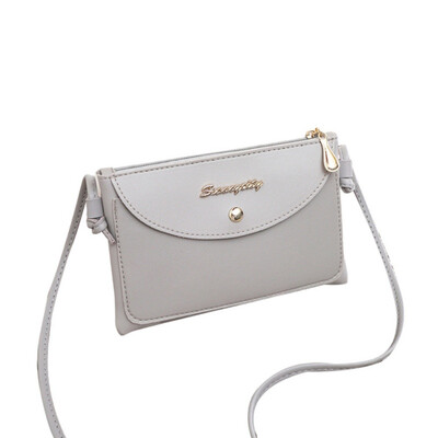 

New Bag Solid Women Fashion Casual Girls Letter Metal Decorative Messenger Color Zipper Phone Shoulder Crossbody Bags