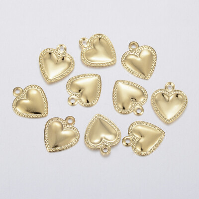 

304 Stainless Steel Charms Heart Golden 10x8x08mm Hole 1mm