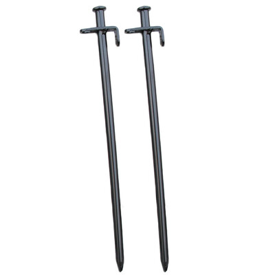 

Pack 2 Heavy Duty Black Steel Tent Canopy Camping Stakes Pegs Ground Nail