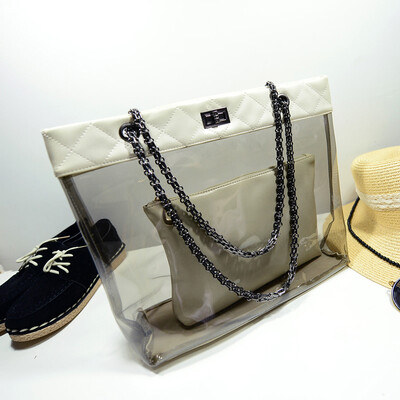 

New summer Korean chain single Shoulder Bag big Handbag fashion picture bags women jelly crystal Transparent Beach bag