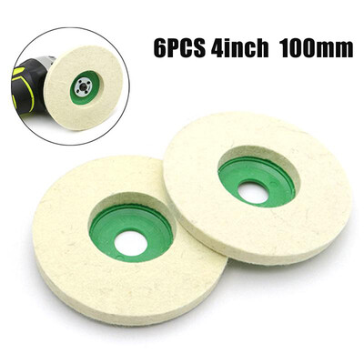 

6x Wool Polishing Pad Wheel Buffing Felt Disc For Angle Grinder 100mm 4Set