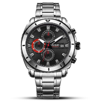 

Cross-border new products Megger megir mens watch business sports multi-function steel belt watch quartz watch 2075 Brown steel s