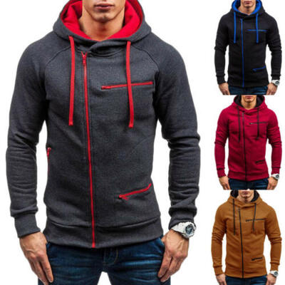 

Mens Plain Hoodie Hooded Fleece Jacket Slim Sweatshirt Zipper Top Casual -XXXL