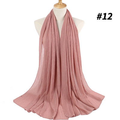 

Monochrome pleated pearl chiffon national womens headscarf new 22 color Muslim solid color hijab manufacturers