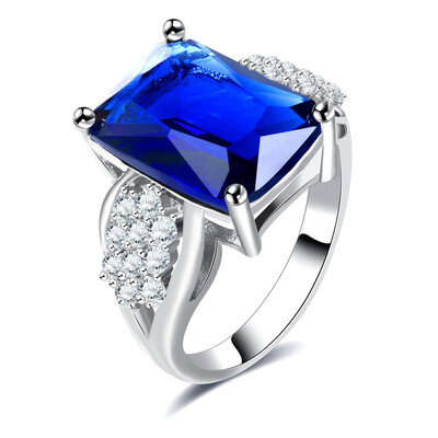 

Blue Sapphire White Gold Plated Crystal Rings Jewellery Gifts Size 7 8 9