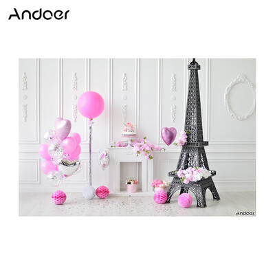 

Andoer 21 15m7 5ft First Birthday Backdrop Eiffel Tower Cake Balloon Photography Background Children Baby Girl Kids Photo