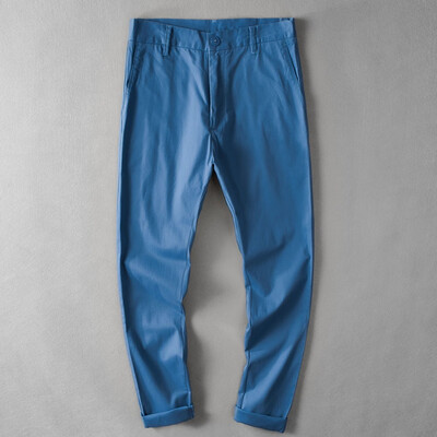 

Gobestart Mens Casual Cotton Breathable Loose Long Pants Solid Color Straight Trousers