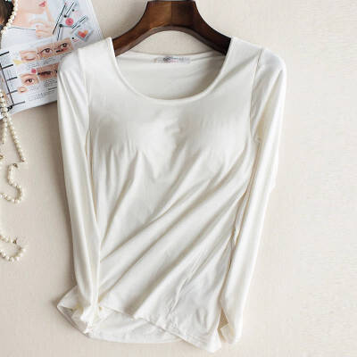 

Modal T-shirt Women Autumn Basic Padded Underwear Good Elastic Female O-Neck Long Sleeve Casual harajuku Wirefree Tops