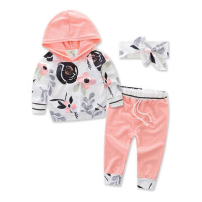 

Newborn Baby Boy Girl 3pcs Toddler Infant Long Sleeve T-shirt TopsPants Set