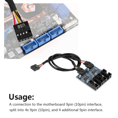 

Greensen Motherboard 9 Pin USB Header Male 1 to 4 Female Extension Splitter Cable USB 9 pin Connector