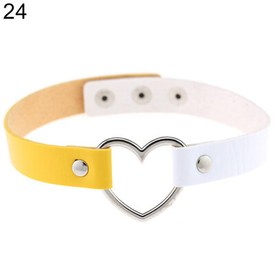 

Women\s Punk Faux Leather Love Heart Collar Choker Necklace Jewelry Charm Gift