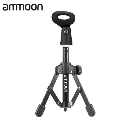 

ammoon MS-12 Mini Foldable Adjustable Desktop Microphone Stand Tripod with MC4 Mic Clip Holder Bracket for Meeting Lectures Podcas