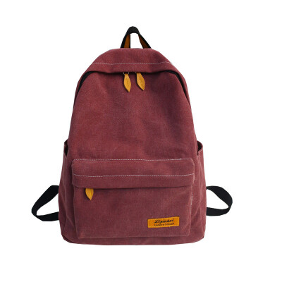 

Ancient sense of pure color girl canvas backpack womens fashion ins bag female Korean version of high school men