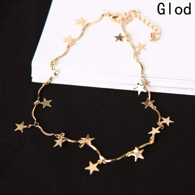 

Lady Woman Silver Gold Plated Star Necklace Choker Collar Chain Jewelry